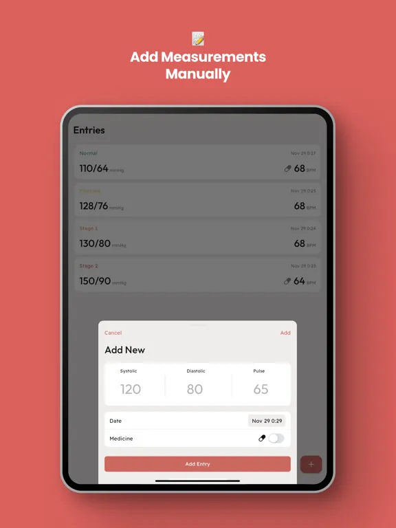 Capturas de tela do Blood Pressure Log Book iPad 